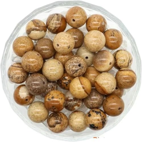 Steine, Kristall, lose Perlen, Edelsteine, runde Abstandshalter, Anhänger, Armband, Halskette, DIY-Schmuckherstellung, Zubehör, 4–10 mm, Bildjaspis, 8 mm, 30 Stück von BGPFJK