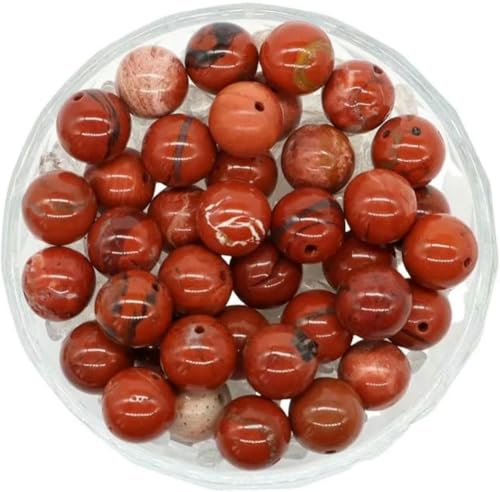 Steine, Kristall, lose Perlen, Edelsteine, runde Abstandshalter, Anhänger, Armband, Halskette, DIY-Schmuckherstellung, Zubehör, 4–10 mm, Roter Jaspis, 4 mm, 50 Stück von BGPFJK