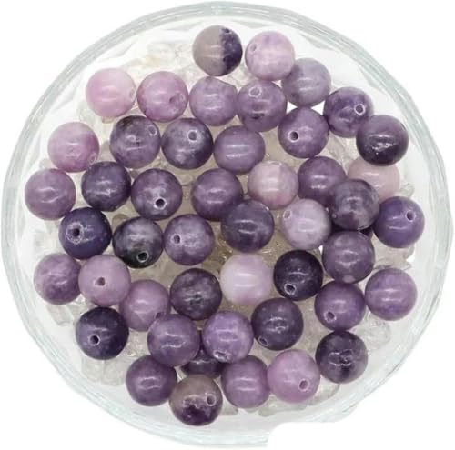 Steine, Kristall, lose Perlen, Edelsteine, runde Abstandshalter, Anhänger, Armband, Halskette, DIY-Schmuckherstellung, Zubehör, 4–10 mm, lila Lepidolith, 10 mm, 20 Stück von BGPFJK