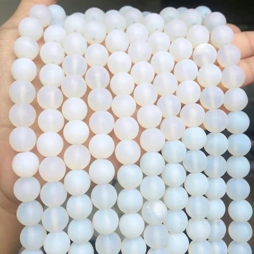 Steinmatte Amazonit-Runde Perlen zur Schmuckherstellung, Edelstein-Lose Perlen, DIY-Armband, Halskette, 4/6/8/10/12 mm, Opal, 4 mm, 91 Stück, Opal, 10 mm, 37 Stück von BGPFJK
