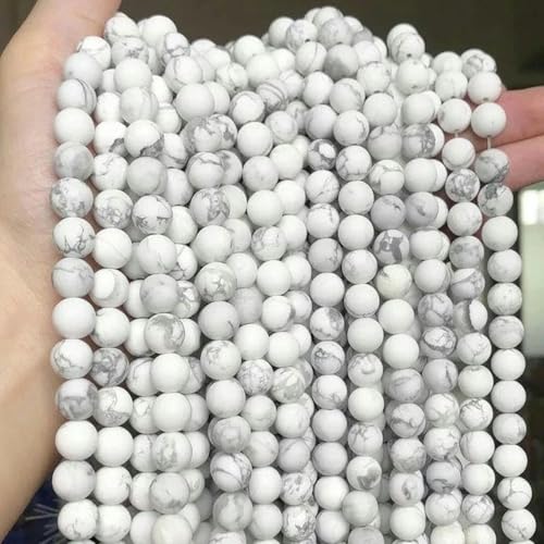Steinmatte Amazonit-Runde Perlen zur Schmuckherstellung, Edelstein-Lose Perlen, DIY-Armband, Halskette, 4/6/8/10/12 mm, Opal, 4 mm, 91 Stück, Weiß, Türkis, 10 mm, 37 Stück von BGPFJK