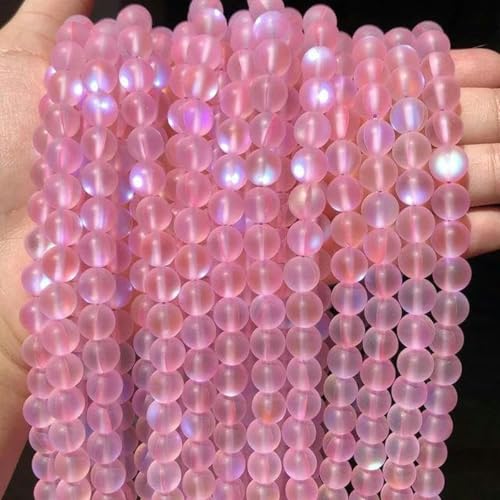 Steinmatte Amazonit-Runde Perlen zur Schmuckherstellung, Edelstein-Lose Perlen, DIY-Armband, Halskette, 4/6/8/10/12 mm, Opal, 4 mm, 91 Stück, rosa Kristall, 8 mm, 46 Stück von BGPFJK