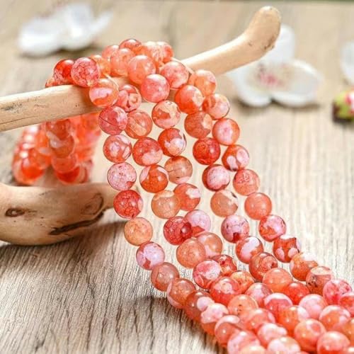 Steinperlen, Achat, Tigerauge, Jade, Quarz, Mondstein, Lavaperlen zur Schmuckherstellung, DIY-Armbandzubehör - Feuerdrache-Achat - 12 mm (ca. 30) von BGPFJK