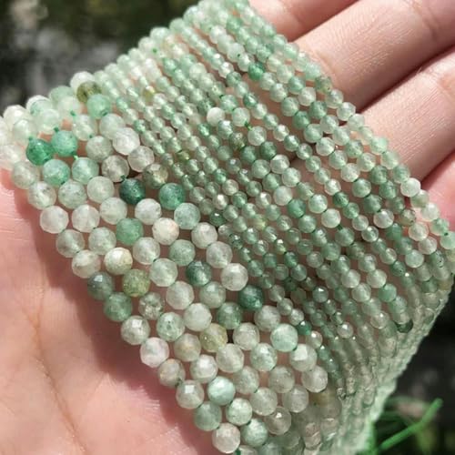 Steinperlen, facettierte, kleine, runde, lose Perlen zur Herstellung von DIY-Schmuckstücken und Armbandzubehör, 15 Zoll, grüner Aventurin, 3 mm, 110 Stück von BGPFJK