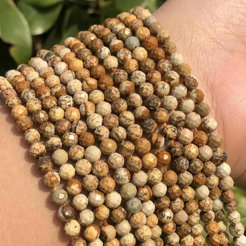 Steinperlen, facettierte kleine, runde, lose Perlen für die Herstellung von DIY-Schmuck und Armbänder, 15 Zoll, Jaspis, 3 mm, 110 Stück von BGPFJK