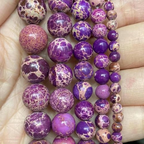Steinperlen, lila Jade, Achat, Kristallglasperlen, Schmuckherstellung, Zubehör für DIY-Armbänder, Meeressediment-Jaspis, 12 mm, 30–31 Stück von BGPFJK