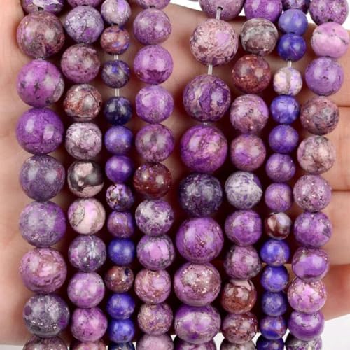 Steinperlen, lila Jade, Achat, Kristallglasperlen, Schmuckherstellung, Zubehör für DIY-Armbänder, lila Imperialstein, 8 mm, 44–46 Stück von BGPFJK