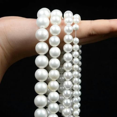 Steinperlen, weißer Mondstein, klare Amazonit-Achat-Muschelperlen, lose Abstandsperlen zur Schmuckherstellung, DIY-Armband, Halskette, Muschelperlen, 4 mm, ca. 90 Stück von BGPFJK