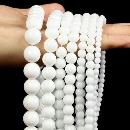 Steinperlen, weißer Mondstein, klare Amazonit-Achat-Muschelperlen, lose Abstandsperlen zur Schmuckherstellung, DIY-Armband, Halskette, weißes Porzellan, 10 mm, ca. 38 Stück Steinperlen, weißer Mondstein, klare Amazonit-Achat-Muschelperlen, lose Abstandsperlen zur Schmuckherstellung, DIY-Armband, Halskette, weißes Porzellan, 10 mm, ca. 38 Stück von BGPFJK