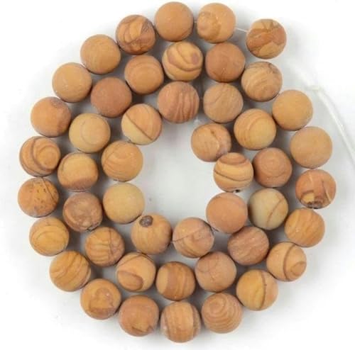 Steinperlen 4–10 mm, mattrosa, Tigerauge, türkisfarbene Achate, Perlen zur Schmuckherstellung, DIY-Armbänder – gelber Holzjaspis – 6 mm, 59 bis 61 Stück von BGPFJK