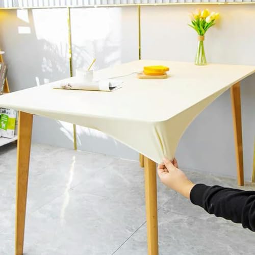Stretch-Tischdeckenbezug, wasserdicht, elastische Tischdecke, passend für Tischschutz, Picknick, Outdoor, Party, Hochzeit, Tischdecke, Elfenbeinfarben, 122 x 60 cm von BGPFJK
