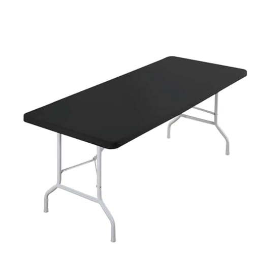 Stretch-Tischdeckenbezug, wasserdicht, elastische Tischdecke, passend für Tischschutz, Picknick, Outdoor, Party, Hochzeit, Tischdecke, schwarz, 243 x 76 cm von BGPFJK