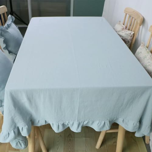 Tischdecke aus Baumwollstoff mit Volantnähten, waschbar, für Hochzeitsfeiern, Esszimmer, Bankette, Dekoration, Tischdecke-Steinblaue Rüschen-60x60cm von BGPFJK