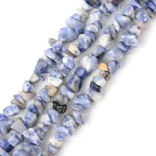 Unregelmäßige Kieselsteinperlen, Amethyste, Tigerauge-Perlen, 3–5–8–12 mm, DIY-Halskette, 40,6 cm, Blau gefleckt, 8–12 mm, 40,6 cm von BGPFJK
