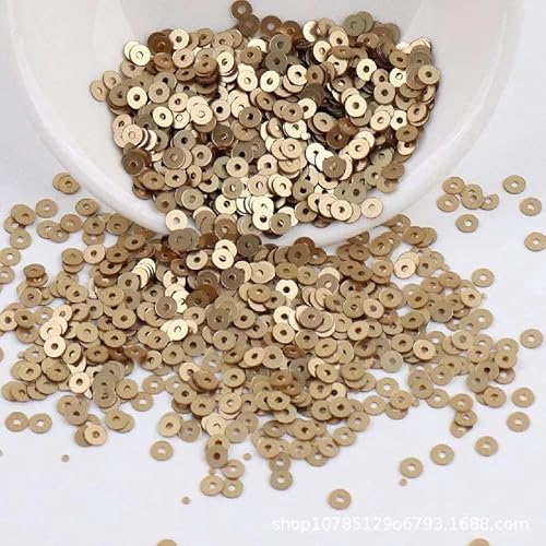 mm, 3 mm, 4 mm, matte Pailletten, flach, rund, matt poliert, zum Nähen, Basteln, Kleidungszubehör, Gold, 3 mm, 10 g, 3000 Stück von BGPFJK