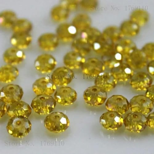 x 6 mm, 50 Stück, Rondell-Kristallperlen, facettierte, lose Abstandshalter, runde Perlen zur Schmuckherstellung, gelb, 3 x 4 mm, 125 Stück x 6 mm, 50 Stück, Rondell-Kristallperlen, facettierte, lose Abstandshalter, runde Perlen zur Schmuckherstellung, gelb, 3 x 4 mm, 125 Stück von BGPFJK
