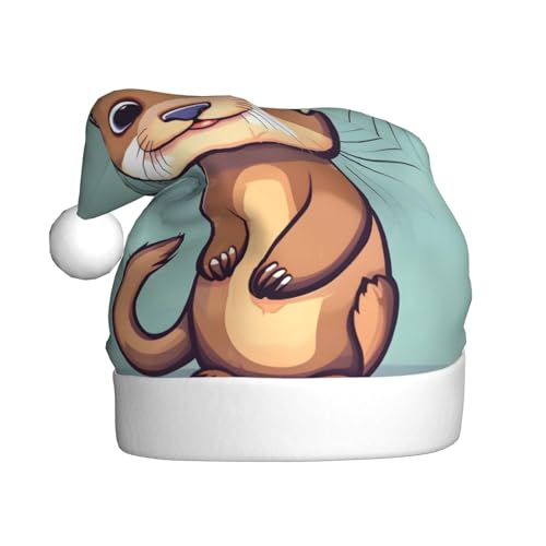 BGSHJVF Cartoon niedlichen Otter Druck Weihnachtshutt, Uni Erwachsener Urlaub Grundstück Hut bequeme Weihnachtshut für Silvester-Party von BGSHJVF