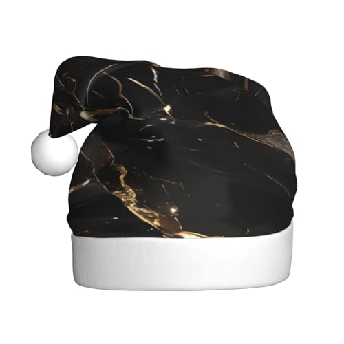 BGSHJVF Schwarz und Gold Marmor Print Weihnachtshut, Weihnachtsmann-Hut für Erwachsene, Uni, bequemer Weihnachtshut für die Neujahrsfeier BGSHJVF Schwarz und Gold Marmor Print Weihnachtshut, Weihnachtsmann-Hut für Erwachsene, Uni, bequemer Weihnachtshut für die Neujahrsfeier von BGSHJVF