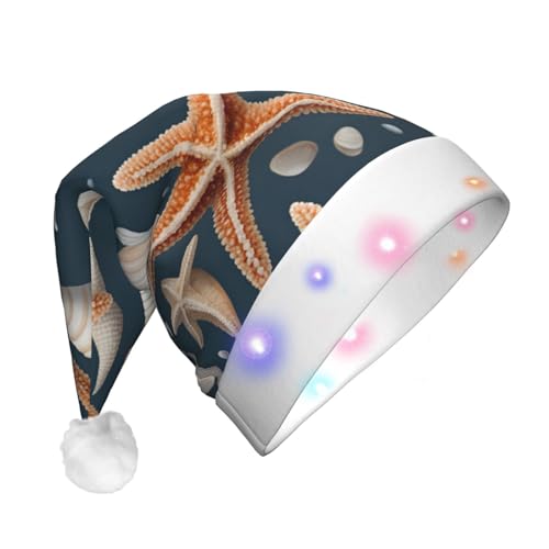 BGSHJVF Seestern und Muscheln Druck Weihnachtshut, Weihnachtsmann Urlaub für Erwachsene uni dicke Weihnachtskappe für neue Jahr festliche Party BGSHJVF Seestern und Muscheln Druck Weihnachtshut, Weihnachtsmann Urlaub für Erwachsene uni dicke Weihnachtskappe für neue Jahr festliche Party von BGSHJVF