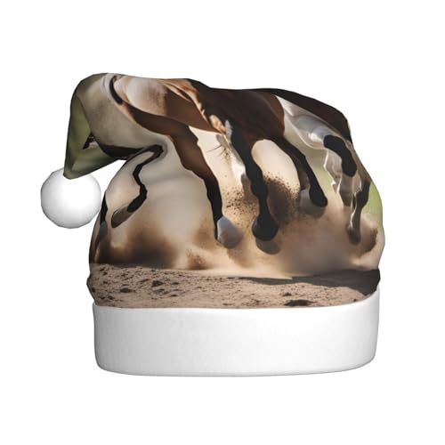 BGSHJVF Weihnachtshut mit Druck mit drei Pferden, Weihnachtsmann-Hut für Erwachsene, Uni, bequemer Weihnachtshut für die Neujahrsfeier BGSHJVF Weihnachtshut mit Druck mit drei Pferden, Weihnachtsmann-Hut für Erwachsene, Uni, bequemer Weihnachtshut für die Neujahrsfeier von BGSHJVF