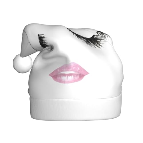 BGSHJVF Weihnachtshut mit weißen Wimpern und Lippen Druck Weihnachtsmann Maus für Erwachsene bequeme Weihnachtshut für Silvester-Party BGSHJVF Weihnachtshut mit weißen Wimpern und Lippen Druck Weihnachtsmann Maus für Erwachsene bequeme Weihnachtshut für Silvester-Party von BGSHJVF