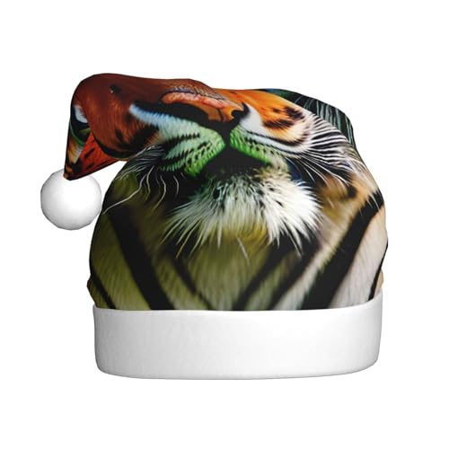 BGSHJVF Weihnachtsmütze für Erwachsene, Motiv: Tigerstreifen, orangefarbenes Muster, Uni, Größe M (53–60 cm), mehrfarbig von BGSHJVF