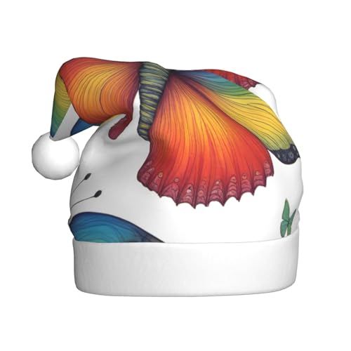 BGSHJVF Weihnachtsmütze mit Regenbogen-Schmetterlings-Aufdruck, Weihnachtsmannmütze, Urlaub für Erwachsene, Uni, bequeme Weihnachtsmütze für Neujahrsparty BGSHJVF Weihnachtsmütze mit Regenbogen-Schmetterlings-Aufdruck, Weihnachtsmannmütze, Urlaub für Erwachsene, Uni, bequeme Weihnachtsmütze für Neujahrsparty von BGSHJVF