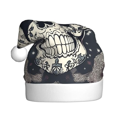 BGSHJVF Weihnachtsmütze mit Totenkopf-Motiv und Blumendruck, Weihnachtsmannmütze, Urlaub für Erwachsene, Uni, bequeme Weihnachtsmütze für Neujahrsparty BGSHJVF Weihnachtsmütze mit Totenkopf-Motiv und Blumendruck, Weihnachtsmannmütze, Urlaub für Erwachsene, Uni, bequeme Weihnachtsmütze für Neujahrsparty von BGSHJVF
