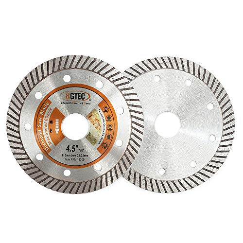 BGTEC Diamant-Fliesenblatt 2 Stück 115mm Super Thin Turbo Rim Beton-Porzellan-Sägeblatt mit 22,23 mm Dorn zum Schneiden von Porzellanfliesen Keramik-Granit-Marmor-Hartmaterial-Trennscheibe BGTEC Diamant-Fliesenblatt 2 Stück 115mm Super Thin Turbo Rim Beton-Porzellan-Sägeblatt mit 22,23 mm Dorn zum Schneiden von Porzellanfliesen Keramik-Granit-Marmor-Hartmaterial-Trennscheibe von BGTEC