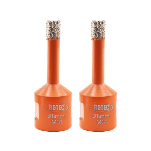 BGTEC Diamant Fliesenbohrer - 2 stücke 8MM Diamantbohrer Lochsäge mit M14 Gewinde für Fliesen Porzellan Keramik Marmor Granit, für Winkelschleifer BGTEC Diamant Fliesenbohrer - 2 stücke 8MM Diamantbohrer Lochsäge mit M14 Gewinde für Fliesen Porzellan Keramik Marmor Granit, für Winkelschleifer von BGTEC