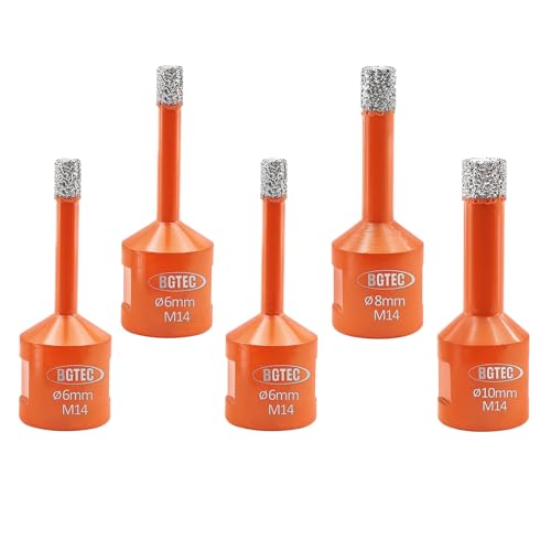 BGTEC Diamant Fliesenbohrer Set 5 Stück 6/6/6/8/10mm mit M14 Gewinde für Porzellan, Keramik, Granit, Marmor, Mauerwerk, Granitstein BGTEC Diamant Fliesenbohrer Set 5 Stück 6/6/6/8/10mm mit M14 Gewinde für Porzellan, Keramik, Granit, Marmor, Mauerwerk, Granitstein von BGTEC