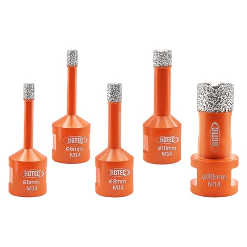 BGTEC Diamant Fliesenbohrer Set 5 Stück 6/6/8/10/20mm mit M14 Gewinde für Porzellan, Keramik, Granit, Marmor, Mauerwerk, Granitstein BGTEC Diamant Fliesenbohrer Set 5 Stück 6/6/8/10/20mm mit M14 Gewinde für Porzellan, Keramik, Granit, Marmor, Mauerwerk, Granitstein von BGTEC