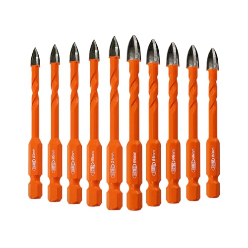 BGTEC Diamant-Hartmetall-Bohrkronen,10pcs Schnellverschluss-Schaft 5MM*5+6MM*5MM Kreuzspiralbohrer aus Hartlegierung für Holz Kunststoff Mauerwerk Keramikfliesen Beton Marmor von BGTEC