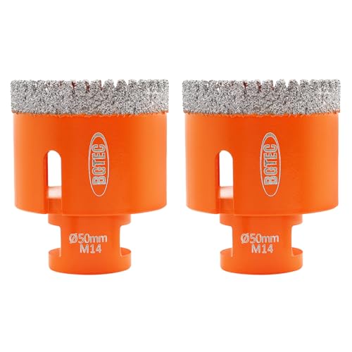 BGTEC Diamant-Lochsägen-Bohrer mit M14-Gewinde, 2 Stück 50mm vakuumgelötete Diamant-Kernbohrer-Set für Keramik-Fliesen Porzellan-Fliesen Marmor Granit von BGTEC
