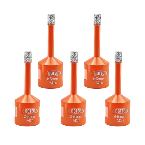 BGTEC Diamant-Lochsägen-Bohrer mit M14-Gewinde, 5 Stück 6mm vakuumgelötete Diamant-Kernbohrer-Set für Keramik-Fliesen Porzellan-Fliesen Marmor Granit BGTEC Diamant-Lochsägen-Bohrer mit M14-Gewinde, 5 Stück 6mm vakuumgelötete Diamant-Kernbohrer-Set für Keramik-Fliesen Porzellan-Fliesen Marmor Granit von BGTEC