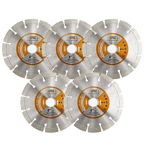 BGTEC Diamant Trennscheibe,5 Stück 6 Zoll 150 mm Allgemein Zweck Trockener oder nasser Diamant Trennscheibe für Segment-Diamanttrennscheibe aus Beton, Stein, Mauerwerk BGTEC Diamant Trennscheibe,5 Stück 6 Zoll 150 mm Allgemein Zweck Trockener oder nasser Diamant Trennscheibe für Segment-Diamanttrennscheibe aus Beton, Stein, Mauerwerk von BGTEC
