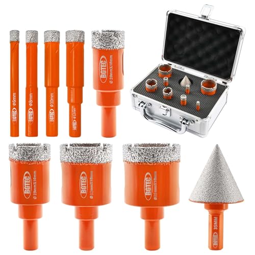BGTEC Diamant Fliesenbohrer Set - 9Stück(6/8/10/12/20/25/32/35mm+35mm Senkbohrer)Vakuumgelötete Diamant Bohrkrone mit abgerundeter Schaft für Keramik Porzellan Fliesen Marmor Granit Kunststein Packung BGTEC Diamant Fliesenbohrer Set - 9Stück(6/8/10/12/20/25/32/35mm+35mm Senkbohrer)Vakuumgelötete Diamant Bohrkrone mit abgerundeter Schaft für Keramik Porzellan Fliesen Marmor Granit Kunststein Packung von BGTEC