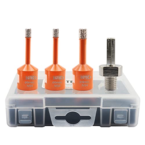 BGTEC Diamantbohrer Fliesenbohrer Set,6/6/8mm Diamantbohrkronen für Porzellan, Fliesen, Granit, Marmo ein Adapter BGTEC Diamantbohrer Fliesenbohrer Set,6/6/8mm Diamantbohrkronen für Porzellan, Fliesen, Granit, Marmo ein Adapter von BGTEC