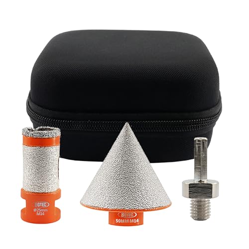 BGTEC Diamond Core Drill Bit Set - 25mm Diamond Hole Saw Kit & 50mm Chamfer Bit for Tile Porcelain Stoneware Ceramic Marble Granite Drilling,Suitable For Angle Grinders von BGTEC