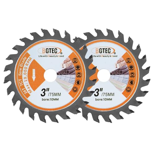 BGTEC Kreissägeblatt - 2 Stück 75 x 10 mm, schneller Schnitt, Sägeblatt geeignet für Weich- und Hartholz, Tischlerplatten und Spanplatten(24T) von BGTEC