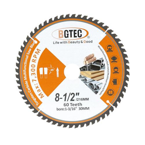 BGTEC Profi TCT Sägeblatt Trennscheibe ⌀216x30mm Multifunktional Kreissägeblatt Schneiden Dics 60 Zähne für Holz Kunststoff Aluminium passend BGTEC Profi TCT Sägeblatt Trennscheibe ⌀216x30mm Multifunktional Kreissägeblatt Schneiden Dics 60 Zähne für Holz Kunststoff Aluminium passend von BGTEC