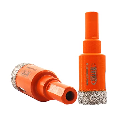 BGTEC Diamant Fliesenbohrer 20mm - Vakuumgelötete Diamant Bohrkrone mit 10mm Sechskantschaft für Keramik Porzellan Fliesen Marmor Granit Kunststein Packung 2 Stück von BGTEC