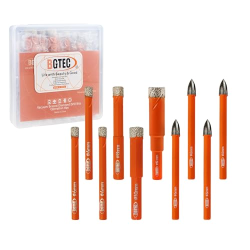 BGTEC Diamantbohrer-Set, 6/6/6/8/10/12 mm Fliesenbohrer und 4 x 6 mm (1/4 Zoll) Hartmetallbohrer für Granit, Marmor, Porzellan, Keramik BGTEC Diamantbohrer-Set, 6/6/6/8/10/12 mm Fliesenbohrer und 4 x 6 mm (1/4 Zoll) Hartmetallbohrer für Granit, Marmor, Porzellan, Keramik von BGTEC