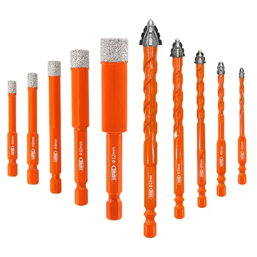 BGTEC Verzahnter Hartmetall Bohrerset 10 Stück - 5/6/8/10/12MM Steinbohrer Set & 6/6/8/10/12MM Diamantbohrer für Holz, Kunststoff, Ziegel, Fliesen, Glas, Beton & Marmor BGTEC Verzahnter Hartmetall Bohrerset 10 Stück - 5/6/8/10/12MM Steinbohrer Set & 6/6/8/10/12MM Diamantbohrer für Holz, Kunststoff, Ziegel, Fliesen, Glas, Beton & Marmor von BGTEC
