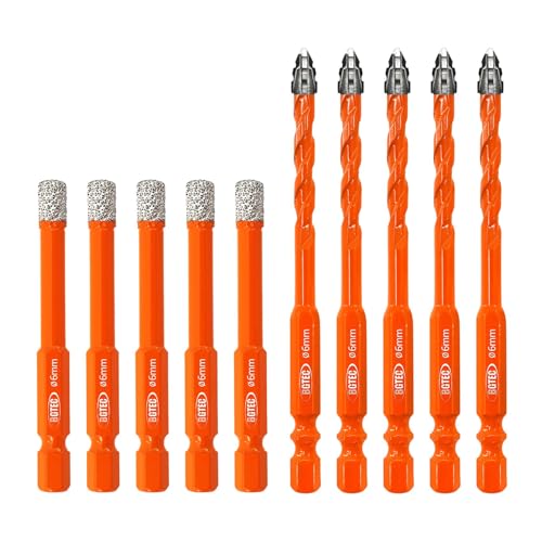 BGTEC Verzahnter Hartmetall Bohrerset 10 Stück - 6MM*5 Steinbohrer Set & 6MM*5 Diamantbohrer für Holz, Kunststoff, Ziegel, Fliesen, Glas, Beton & Marmor BGTEC Verzahnter Hartmetall Bohrerset 10 Stück - 6MM*5 Steinbohrer Set & 6MM*5 Diamantbohrer für Holz, Kunststoff, Ziegel, Fliesen, Glas, Beton & Marmor von BGTEC