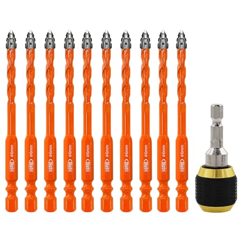 BGTEC Verzahnter Hartmetall-Bohrerset für Mauerwerk - 10 Stück 6MM Teiliges Steinbohrer-Set mit einer Quick-Release-Bithalterung für Holz, Kunststoff, Ziegel, Fliesen, Glas, Beton & Marmor BGTEC Verzahnter Hartmetall-Bohrerset für Mauerwerk - 10 Stück 6MM Teiliges Steinbohrer-Set mit einer Quick-Release-Bithalterung für Holz, Kunststoff, Ziegel, Fliesen, Glas, Beton & Marmor von BGTEC