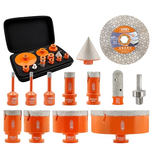 Diamant Fliesenbohrer Set BGTEC Diamant-Lochsäge,13 Stück 6/6/8/20/25/35/50/68/110mm+20mm Fingerfräser+50mm Fasenfräser+115MM Diamant dics für Porzellanfliesen Keramikfliesen Marmor Granit Diamant Fliesenbohrer Set BGTEC Diamant-Lochsäge,13 Stück 6/6/8/20/25/35/50/68/110mm+20mm Fingerfräser+50mm Fasenfräser+115MM Diamant dics für Porzellanfliesen Keramikfliesen Marmor Granit von BGTEC