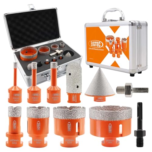 BGTEC Diamant Fliesenbohrer Set - 11Stück(6/8/10/20/35/50/68mm+25mm Fingerbohrer+50mm Senker+Sechskantschaftadapter+SDS-Adapter) mit M14 Gewinde für Porzellan,Keramik,Granit Marmor BGTEC Diamant Fliesenbohrer Set - 11Stück(6/8/10/20/35/50/68mm+25mm Fingerbohrer+50mm Senker+Sechskantschaftadapter+SDS-Adapter) mit M14 Gewinde für Porzellan,Keramik,Granit Marmor von BGTEC
