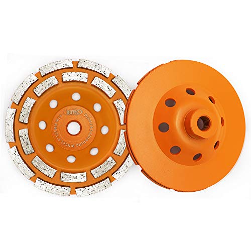Diamant Tasse Oberflächenschleifscheibe, BGTEC 2 Stück 125mm zweireihig 20-teilig Betonschleifscheibe mit M14-Gewinde für Angel Grinder, Polier- und Reinigungsschleifer Granit Steinmarmor Mauerwerk von BGTEC