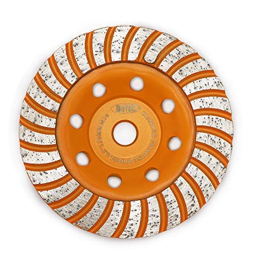 Diamond Cup Oberflächenschleifscheibe, BGTEC 1 Stück 115mm Turbo Row Beton Diamantschleifscheibe mit M14 Gewinde für Angel Grinder, Polier- und Reinigungsschleifer Beton Granit Steinmarmor Mauerwerk von BGTEC